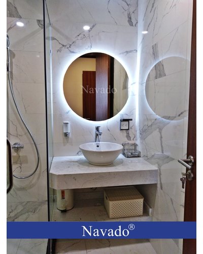 Gương bỉ phòng tắm tròn đèn led 80cm