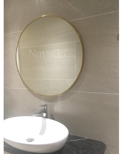Gương vành inox vàng gold phòng tắm D50