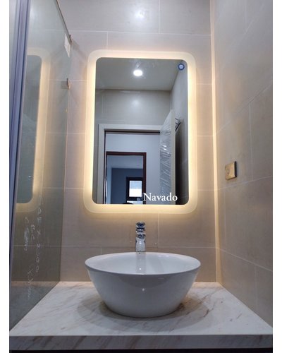 Gương phòng tắm led hắt vàng 70 x 90cm