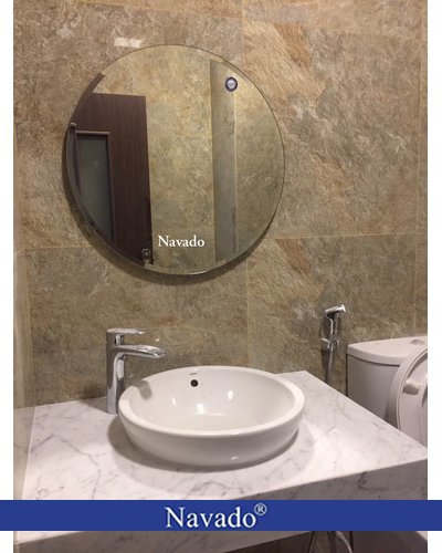 Gương tròn phòng tắm mài vát đẹp 80cm