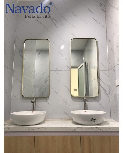 Gương vành inox vàng cho phòng tắm TP.HCM