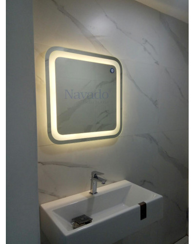 Gương đèn led phòng tắm cắt vuông 900 x 900cm