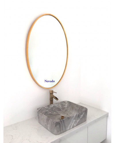 sản xuất gương phòng tắm khung vàng elip decor