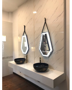 Gương phòng tắm đèn led lục giác treo tường