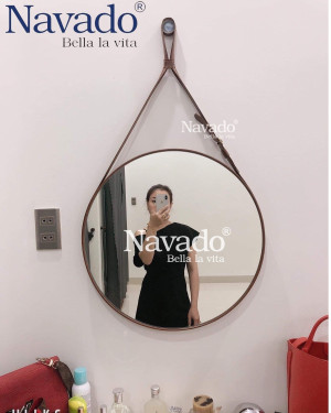 Gương trang điểm tròn dây da NAV 909A