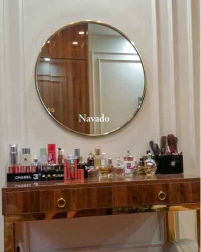 Gương trang điểm inox mạ vàng NAV 3008D IN