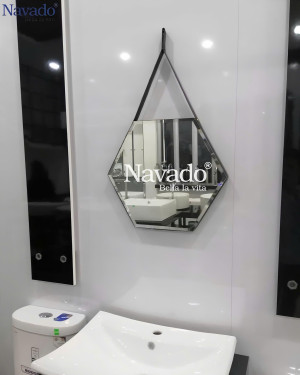 Gương phòng tắm lục giác treo dây da NAV 905B
