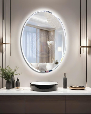Gương phòng tắm oval đèn led NAV 1014D