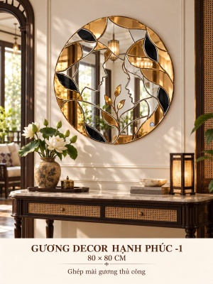 Gương decor Hạnh Phúc 1 NAVADO 80 x 80 cm