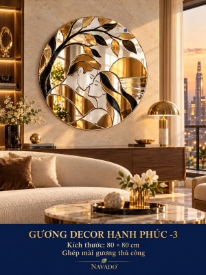 Gương decor Hạnh Phúc 3 NAVADO 80 x 80 cm